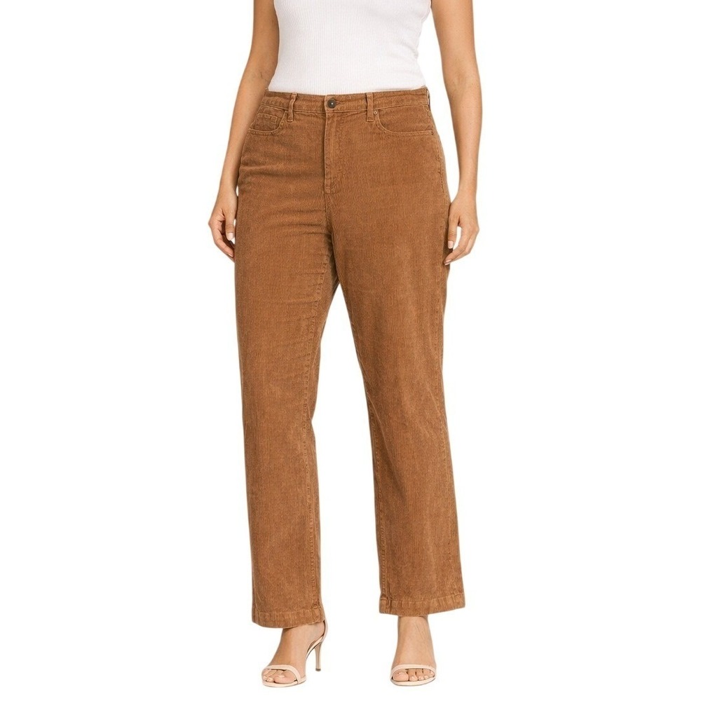 LOFT Brown Corduroy Pants Women's Size 14 Mid Rise Straight Leg Casual